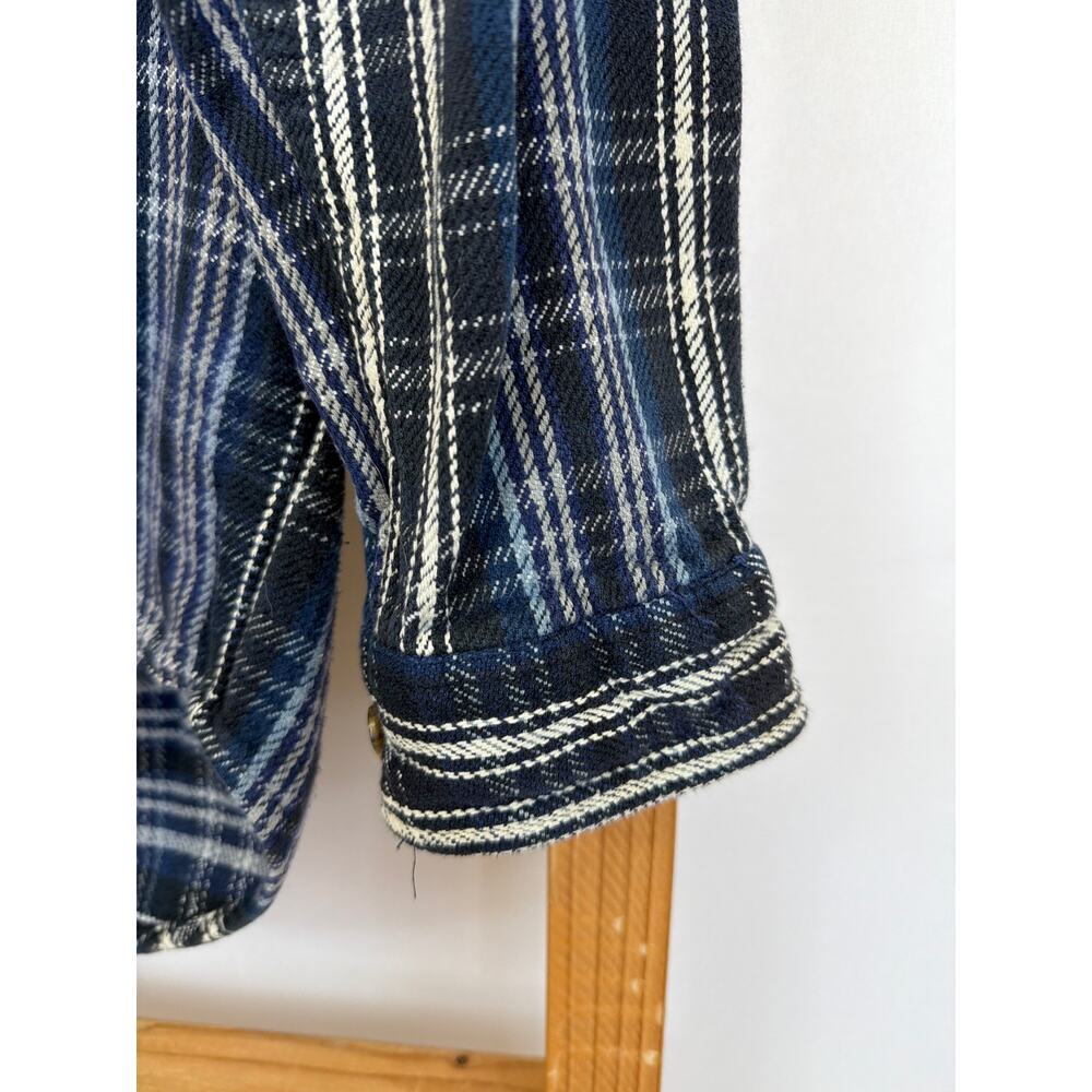 Field & Stream Blue White Plaid Button Up Flannel Cotton Long Sleeve Shirt M - Picture 3 of 8